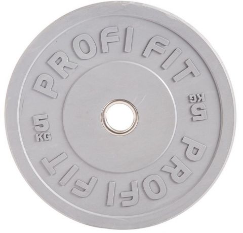 Диск для штанги каучуковый, цветной D51 мм PROFI-FIT 5 кг